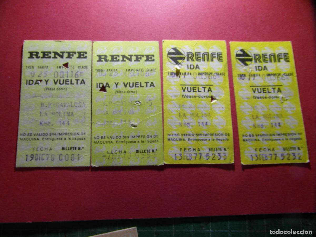 Coleccionismo billetes de transporte: BILLETE HUGIN - LOTE DE 4 LA MOLINA - RENFE MZA CERCANIAS FERROCARRIL RODALIES