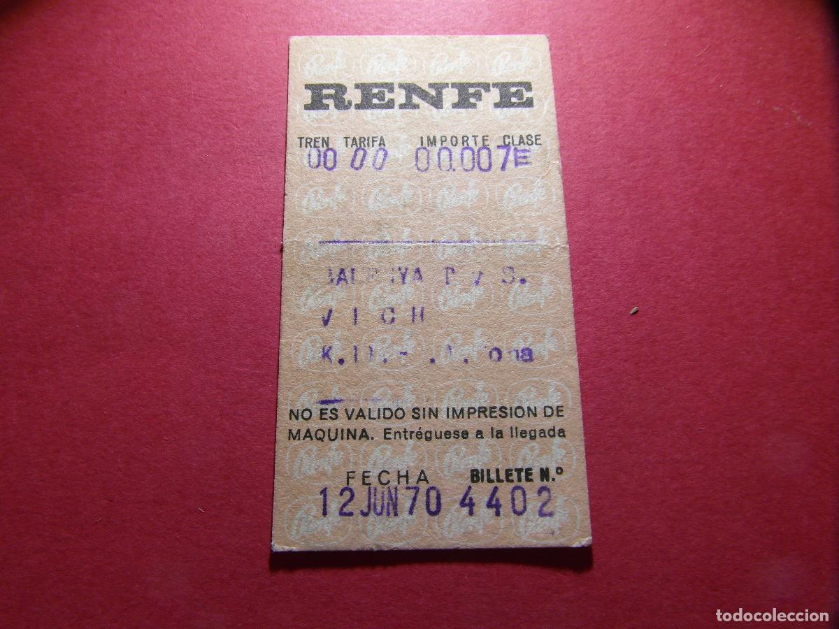 Coleccionismo billetes de transporte: BILLETE HUGIN - BALENYA VICH VIC - RENFE MZA CERCANIAS FERROCARRIL RODALIES