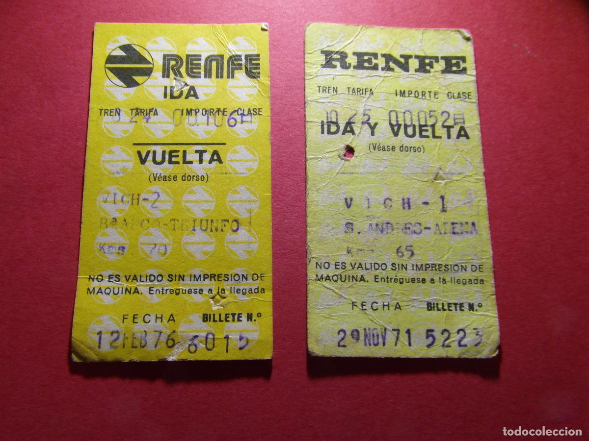 Coleccionismo billetes de transporte: BILLETE HUGIN - VICH 1 Y 2 VIC - RENFE MZA CERCANIAS FERROCARRIL RODALIES
