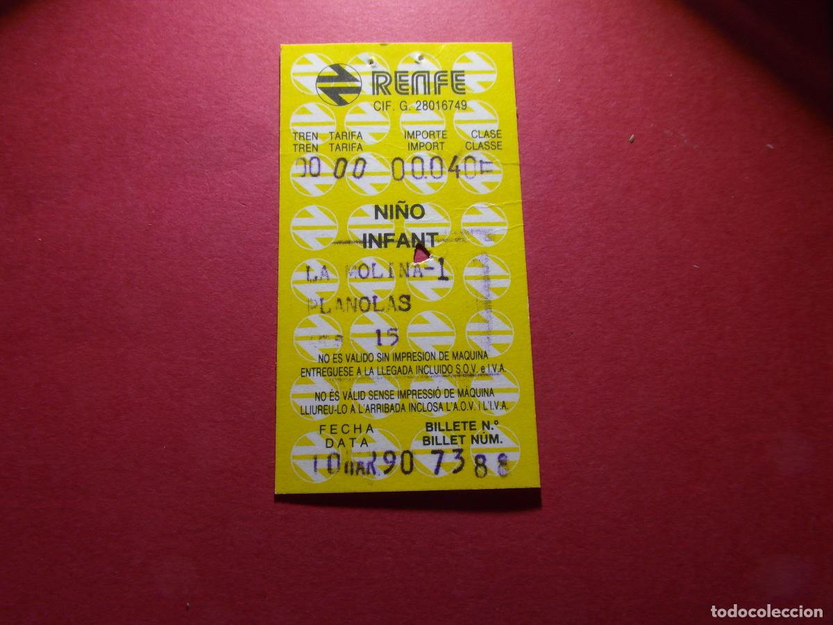 Coleccionismo billetes de transporte: BILLETE HUGIN - LA MOLINA 1 PLANOLAS - RENFE MZA CERCANIAS FERROCARRIL RODALIES