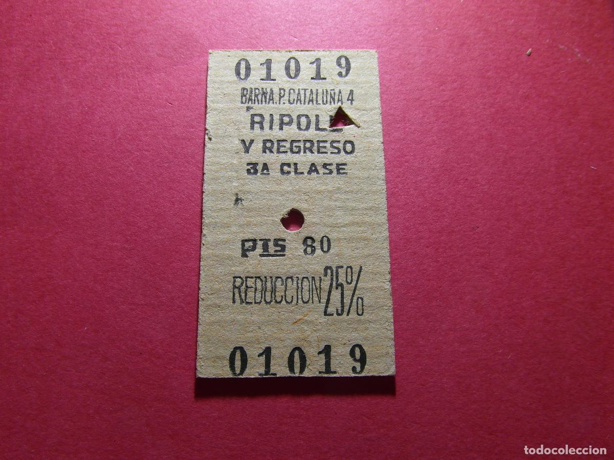 Coleccionismo billetes de transporte: BILLETE HUGIN - BARCELONA RIPOLL REDUCCION 25% - RENFE MZA CERCANIAS FERROCARRIL RODALIES