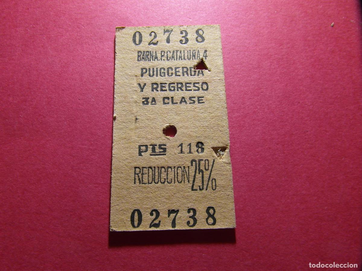 Coleccionismo billetes de transporte: BILLETE HUGIN - BARCELONA PUIGCERDA REDUCCION 25% - RENFE MZA CERCANIAS FERROCARRIL RODALIES