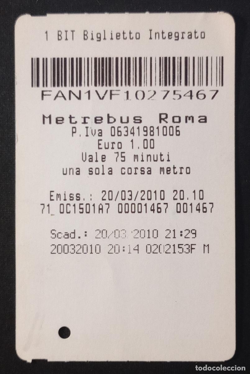 Coleccionismo billetes de transporte: BILLETE/TIQUET - ROMA - METREBUS BIGLIETTO INTEGRATO - 2010