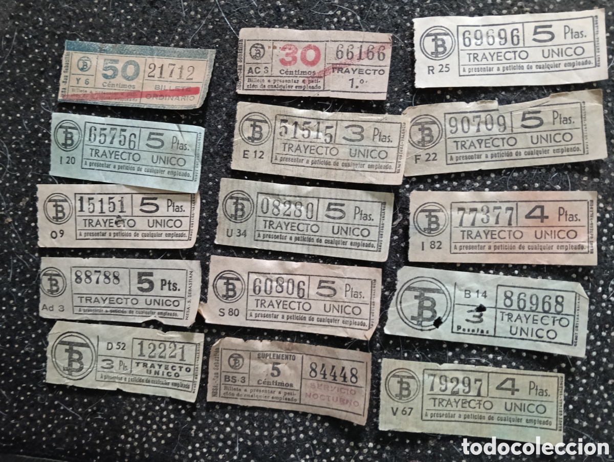 Coleccionismo billetes de transporte: Lote de 15 billetes capic&uacute;a usados trayecto unico