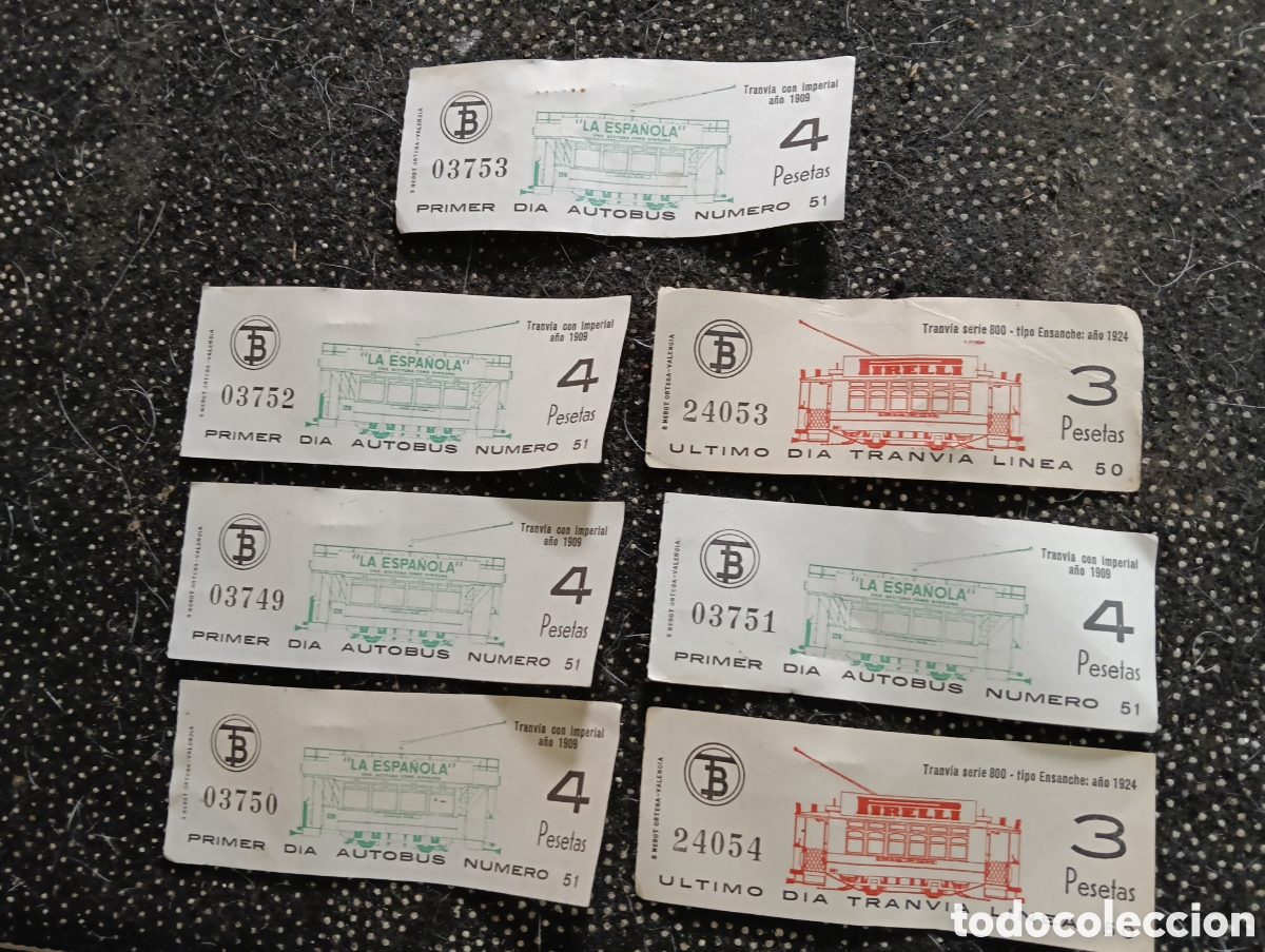 Coleccionismo billetes de transporte: Lote de 7 billetes de autob&uacute;s y tranv&iacute;a