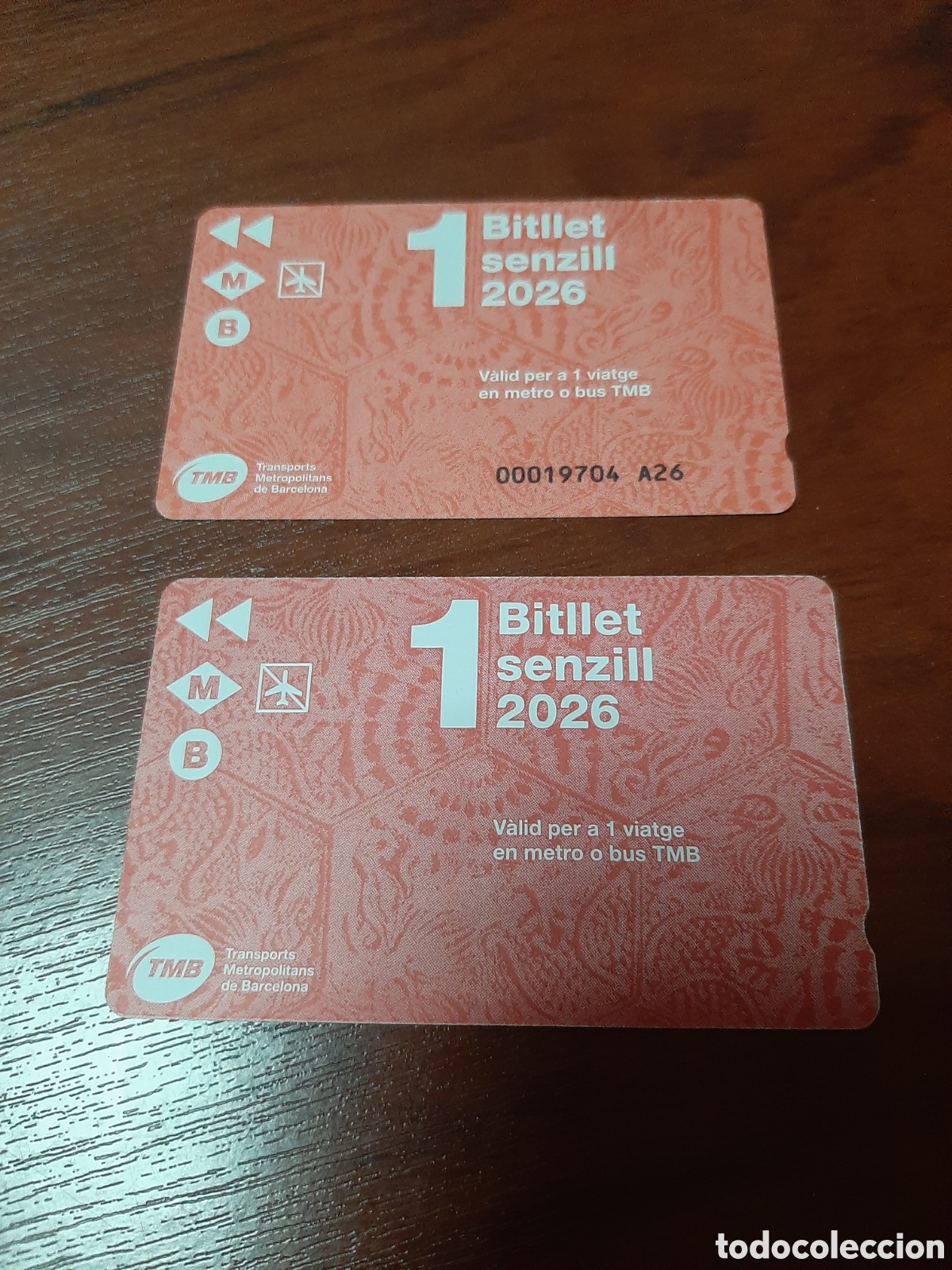 Coleccionismo billetes de transporte: 2 TARJETAS BITLLET SENZILL 2026 METRO BUS BARCELONA