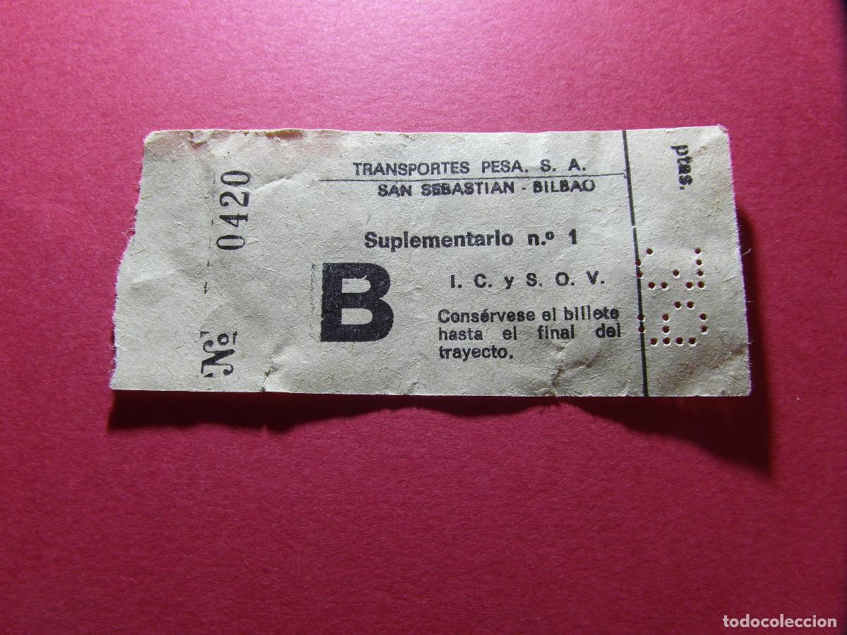 Coleccionismo billetes de transporte: COLECCION BILBAO - BILLETE TRANSPORTE PESA SAN SEBASTIAN BILBAO