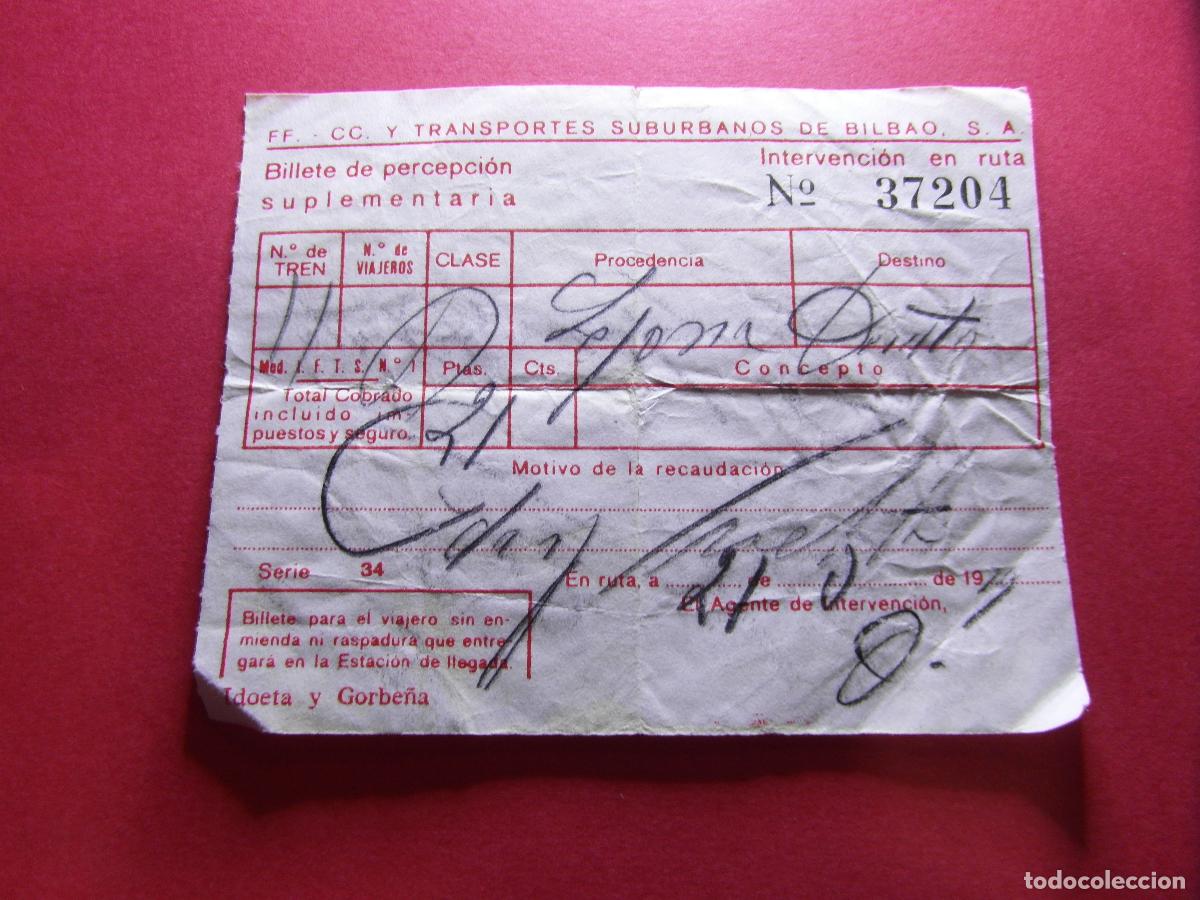 Coleccionismo billetes de transporte: COLECCION BILBAO - BILLETE FERROCARRILES Y TRANSPORTE SUBURBANOS DE BILBAO VER TRAYECTO O PRECIO
