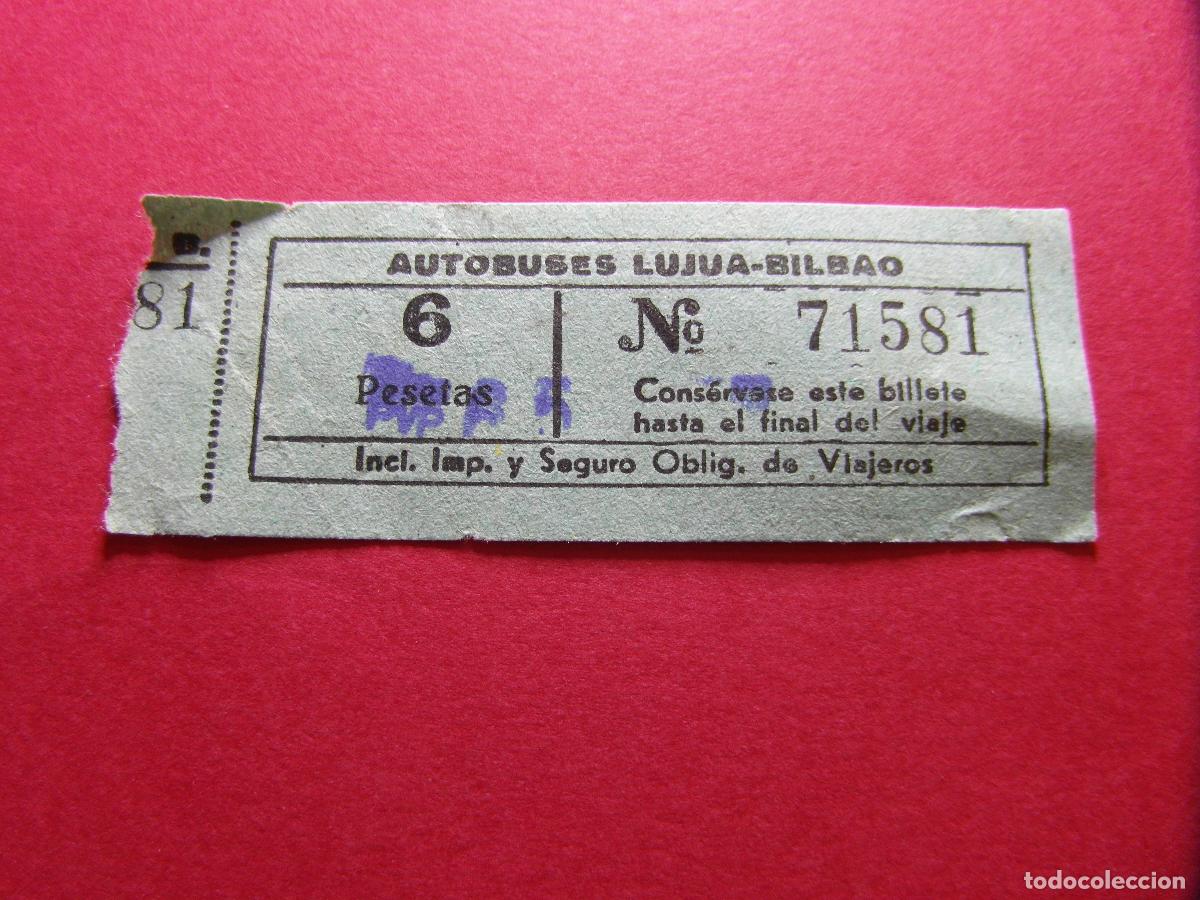 Coleccionismo billetes de transporte: COLECCION BILBAO - AUTOBUSES LUJUA BILBAO - SELLO SOBRECARGA