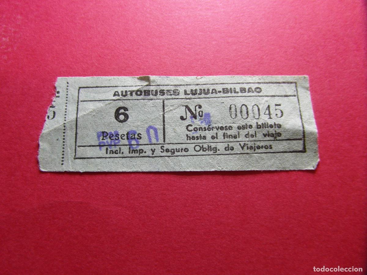 Coleccionismo billetes de transporte: COLECCION BILBAO - AUTOBUSES LUJUA BILBAO - SELLO SOBRECARGA