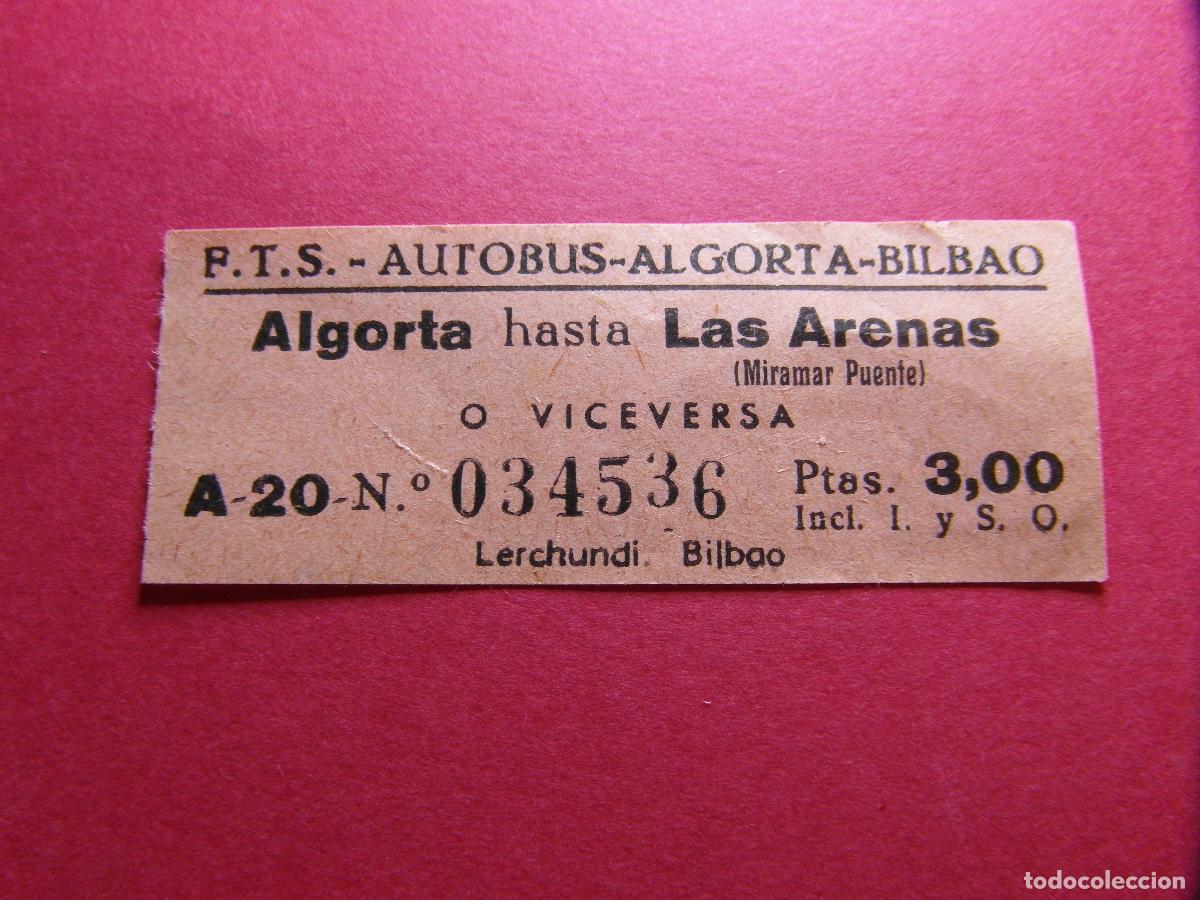 Collectables Transport Tickets: COLECCION BILBAO - F.T.S. Ferrocarriles y Transportes Suburbanos de Bilbao AUTOBUS ALGORTA