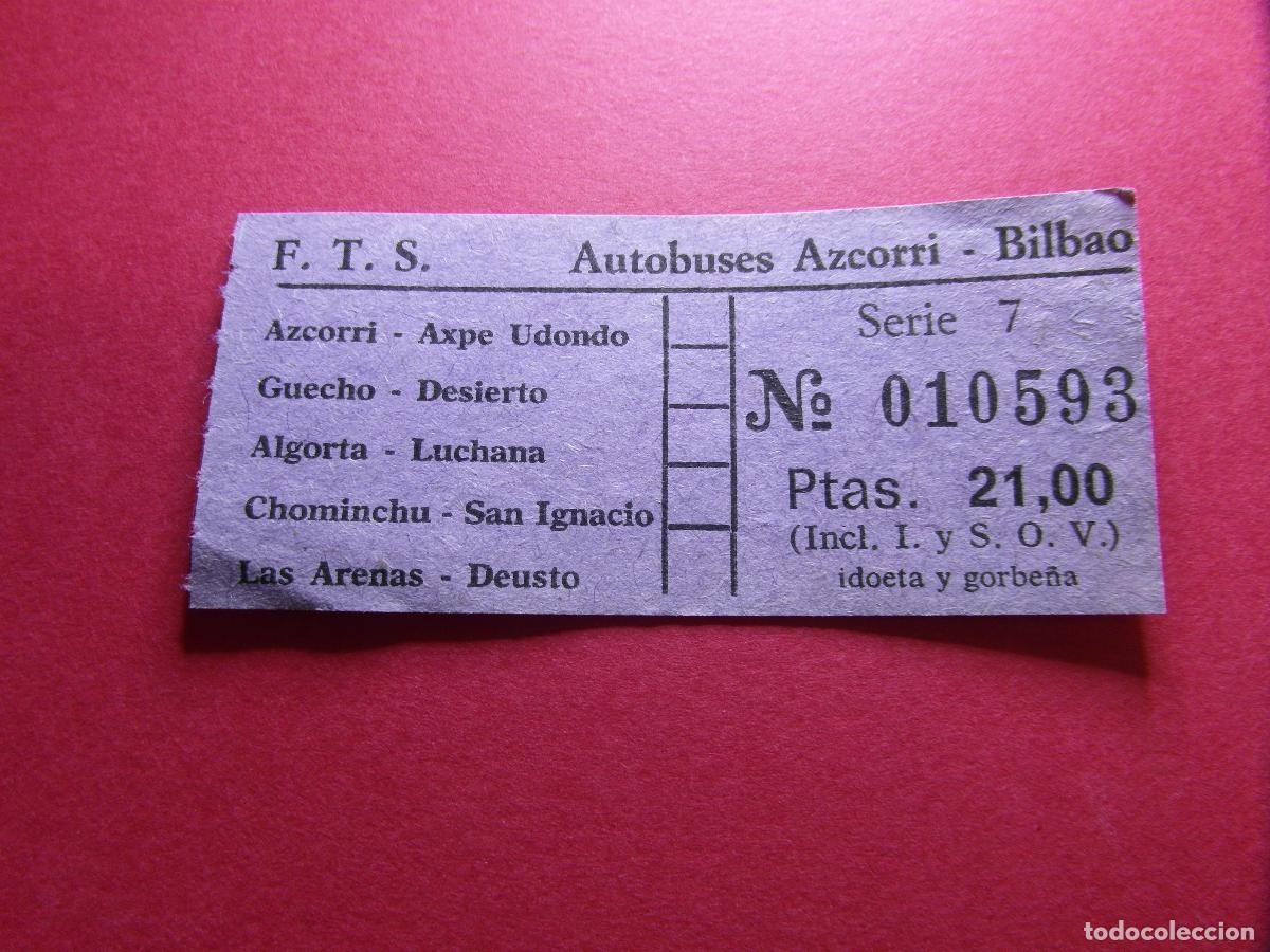 Collectionnisme Billets de transport: COLECCION BILBAO - F.T.S. Ferrocarriles y Transportes Suburbanos de Bilbao AUTOBUS AZCORRI