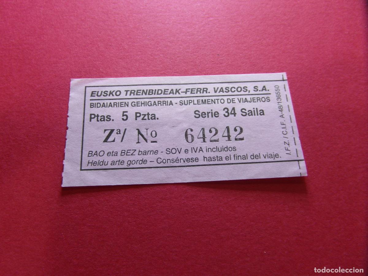 Collectables Transport Tickets: COLECCION BILBAO - FERROCARRILES VASCOS EUSKO TRENDIBIDEAK - VER PRECIOS Y TRAYECTO Y COLOR BILLETE