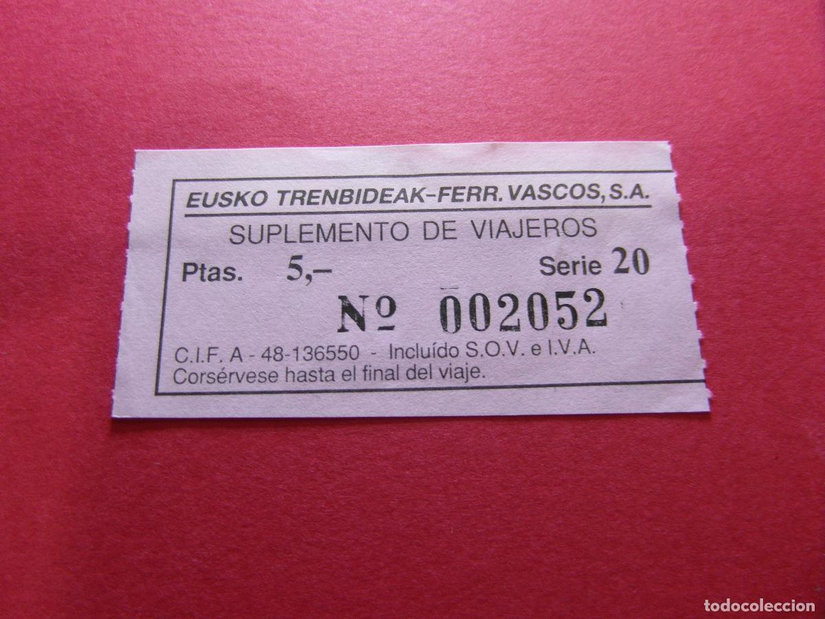 Coleccionismo billetes de transporte: COLECCION BILBAO - FERROCARRILES VASCOS EUSKO TRENDIBIDEAK - VER PRECIOS Y TRAYECTO Y COLOR BILLETE