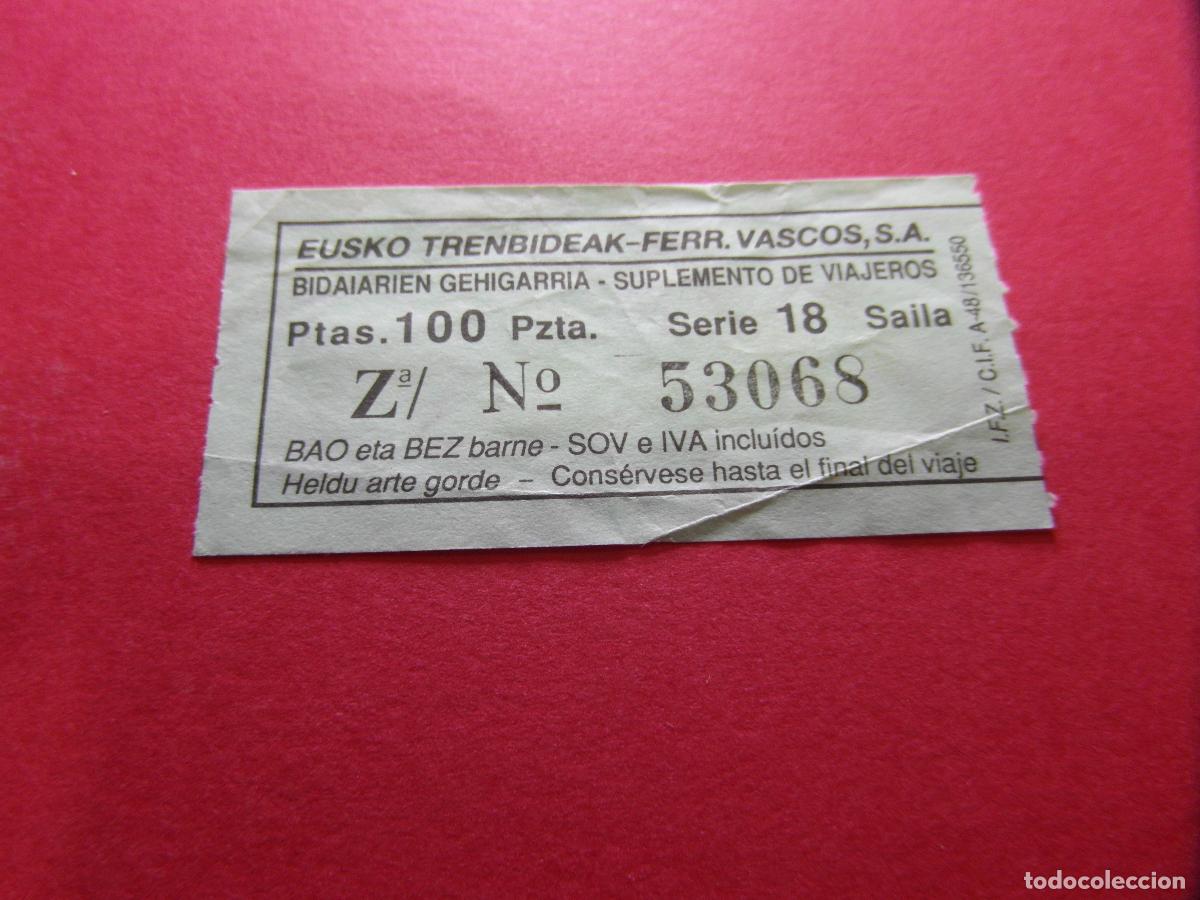 Coleccionismo billetes de transporte: COLECCION BILBAO - FERROCARRILES VASCOS EUSKO TRENDIBIDEAK - VER PRECIOS Y TRAYECTO Y COLOR BILLETE