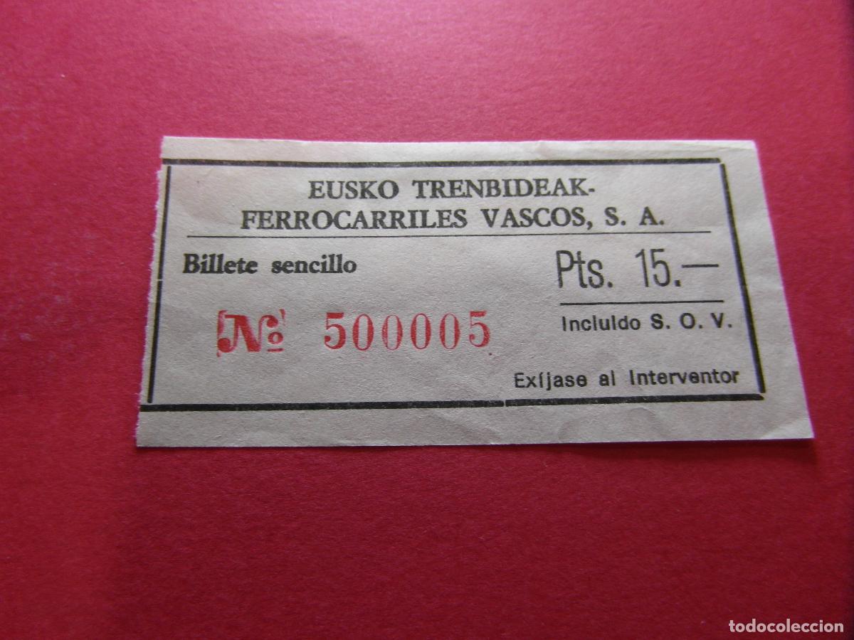 Coleccionismo billetes de transporte: COLECCION BILBAO - FERROCARRILES VASCOS EUSKO TRENDIBIDEAK - VER PRECIOS Y TRAYECTO Y COLOR BILLETE