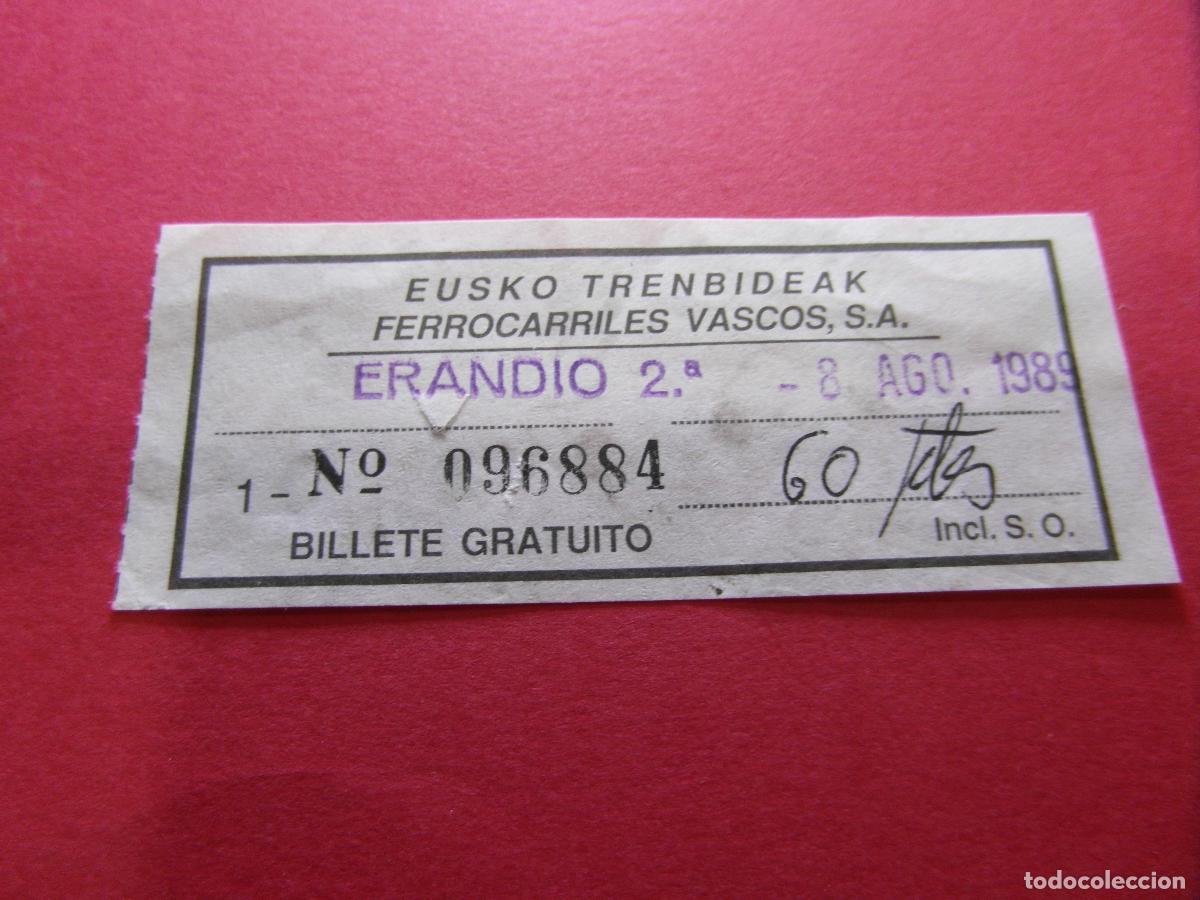 Coleccionismo billetes de transporte: COLECCION BILBAO - FERROCARRILES VASCOS EUSKO TRENDIBIDEAK - VER PRECIOS Y TRAYECTO Y COLOR BILLETE