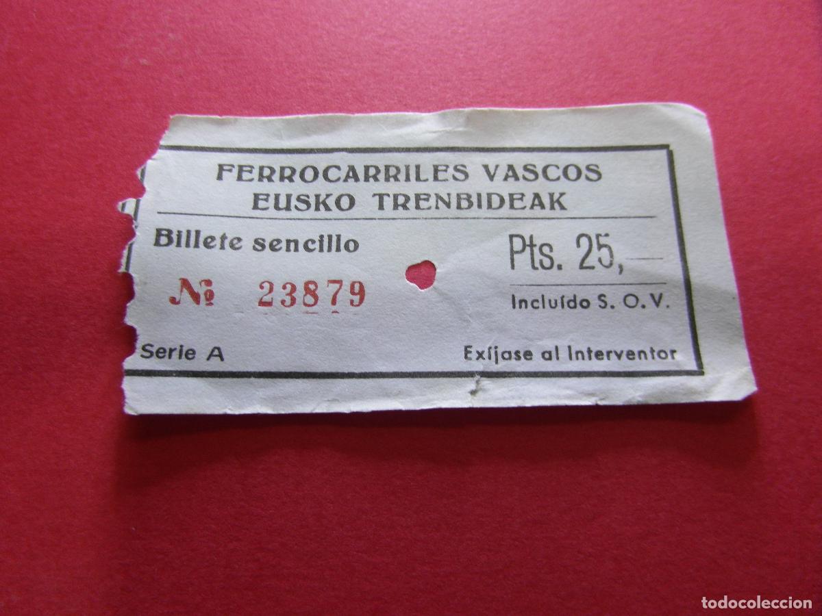Coleccionismo billetes de transporte: COLECCION BILBAO - FERROCARRILES VASCOS EUSKO TRENDIBIDEAK - VER PRECIOS Y TRAYECTO Y COLOR BILLETE