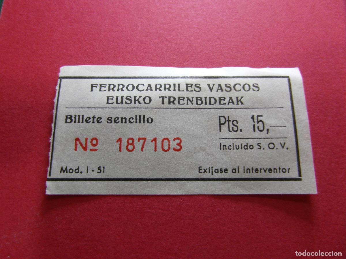 Coleccionismo billetes de transporte: COLECCION BILBAO - FERROCARRILES VASCOS EUSKO TRENDIBIDEAK - VER PRECIOS Y TRAYECTO Y COLOR BILLETE