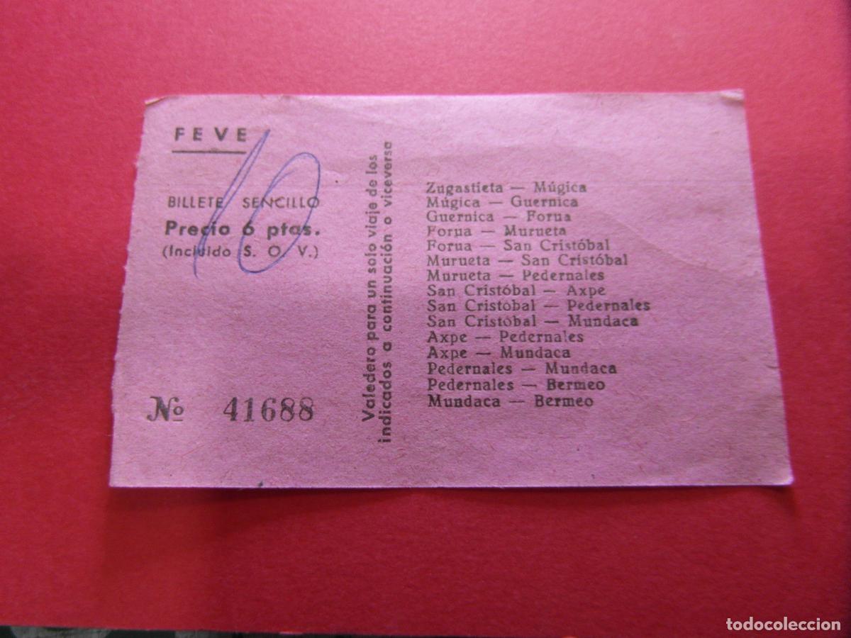Coleccionismo billetes de transporte: COLECCION BILBAO - FERROCARRILES VASCOS FEVE - VER PRECIOS Y TRAYECTO Y COLOR BILLETE