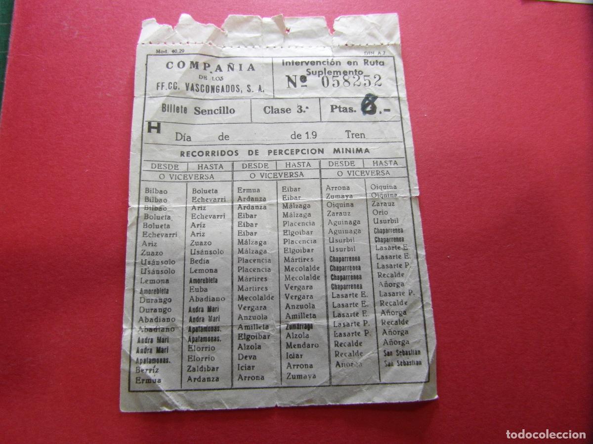 Coleccionismo billetes de transporte: COLECCION BILBAO - COMPA&Ntilde;IA FERROCARRILES VASCOS - VER TRAYECTOS