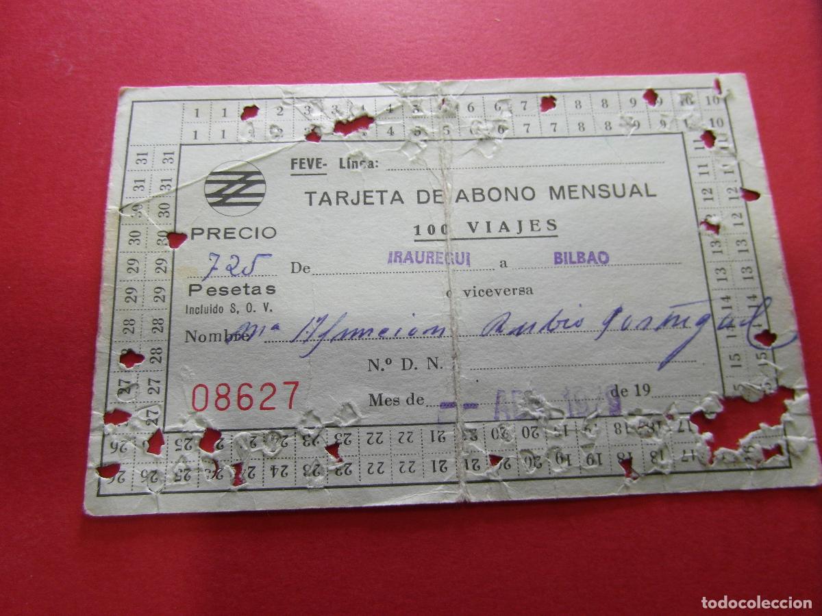Coleccionismo billetes de transporte: COLECCION BILBAO - FEVE FERROCARRILES VASCOS - VER ABONO MENSUAL