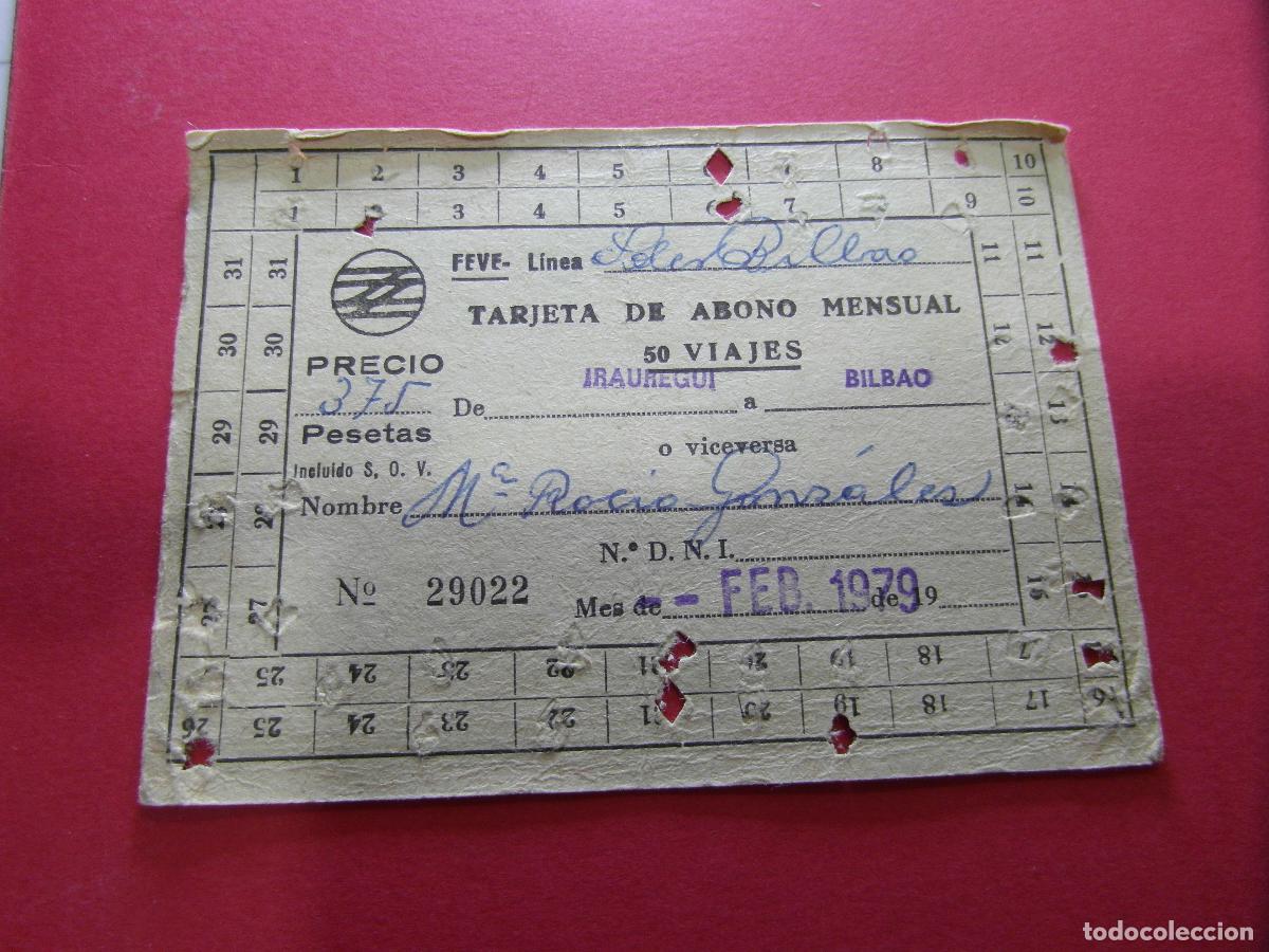 Coleccionismo billetes de transporte: COLECCION BILBAO - FEVE FERROCARRILES VASCOS - VER ABONO MENSUAL