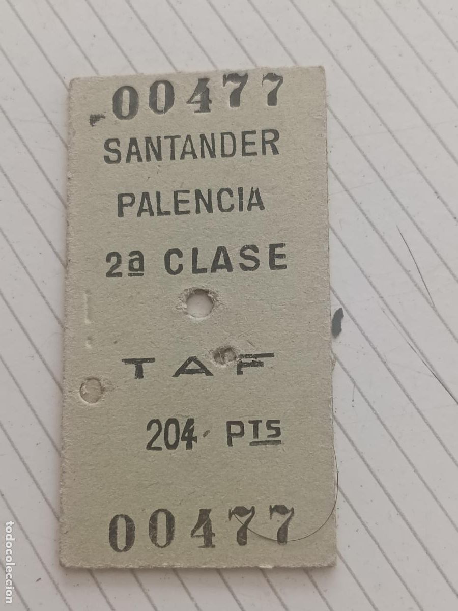 Coleccionismo billetes de transporte: Billete de cart&oacute;n antiguo. Santander Palencia