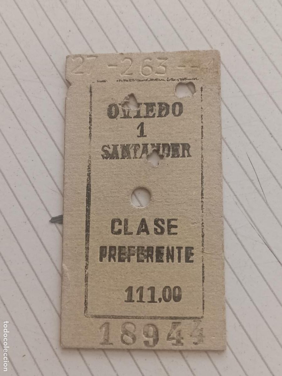 Coleccionismo billetes de transporte: Billete de cart&oacute;n antiguo. Oviedo Santander