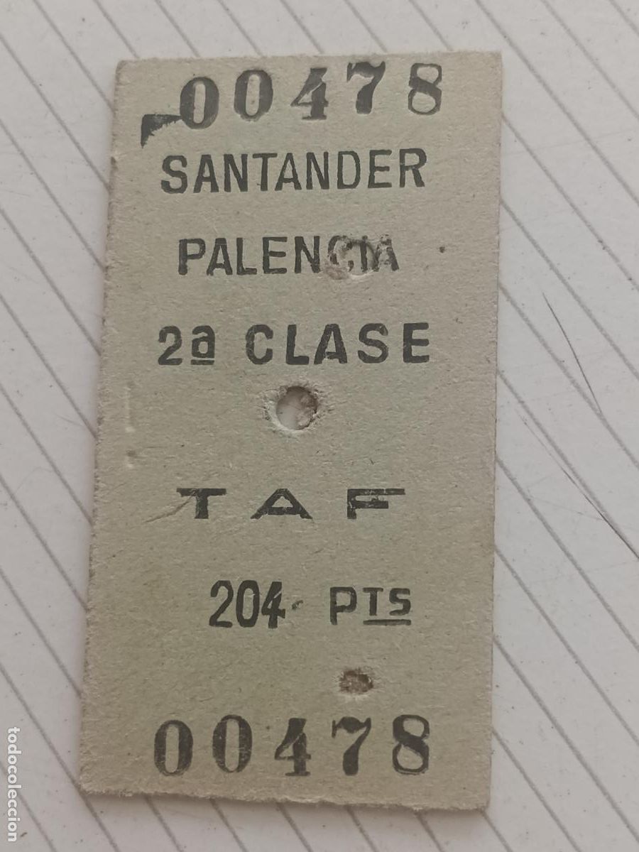 Coleccionismo billetes de transporte: Billete de cart&oacute;n antiguo. Santander Palencia