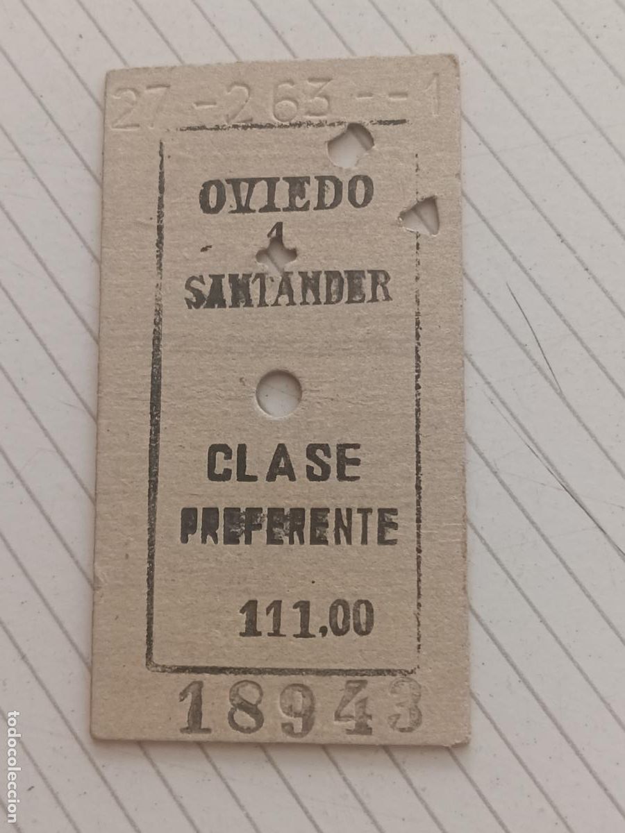 Coleccionismo billetes de transporte: Billete de cart&oacute;n antiguo. Oviedo Santander