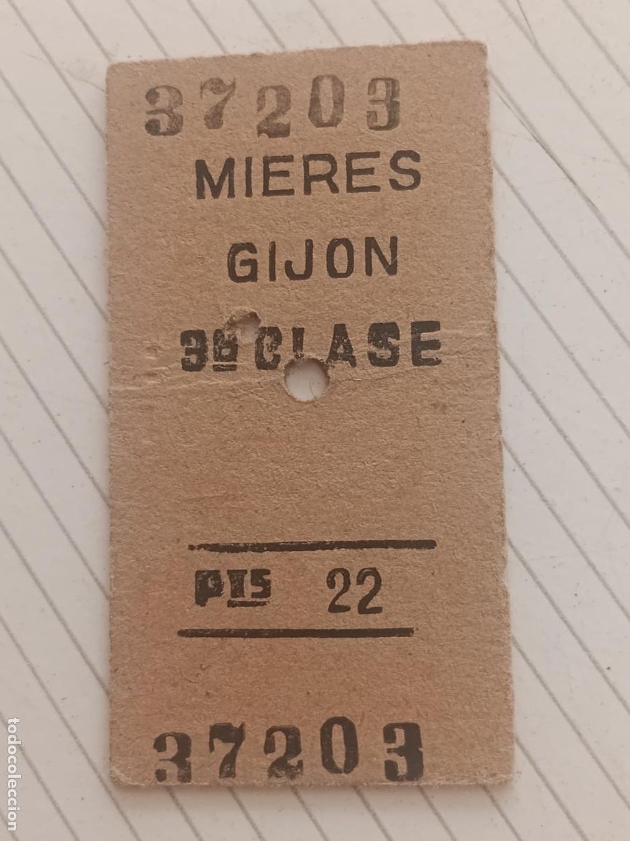 Coleccionismo billetes de transporte: Billete de cart&oacute;n antiguo. Mieres Gij&oacute;n
