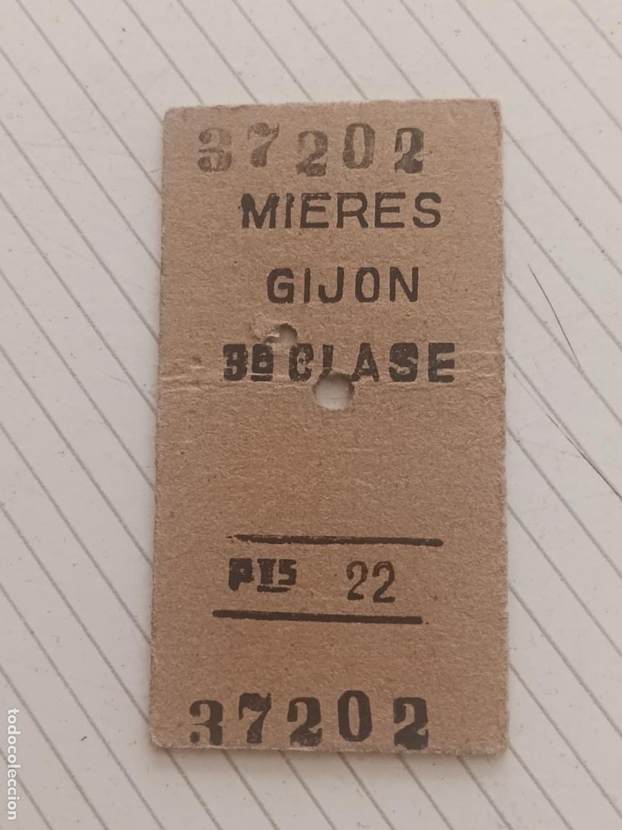 Coleccionismo billetes de transporte: Billete de cart&oacute;n antiguo. Mieres Gij&oacute;n