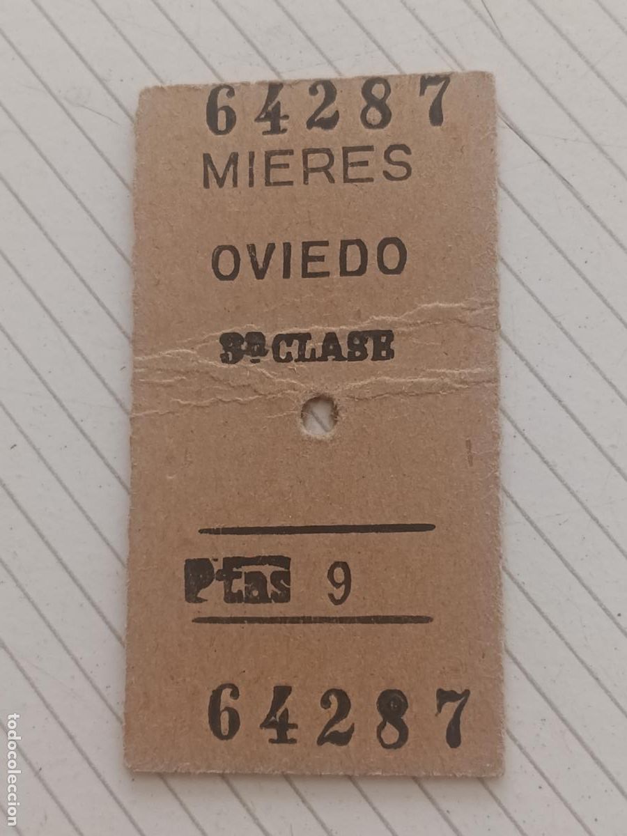 Coleccionismo billetes de transporte: Billete de cart&oacute;n antiguo. Mieres Oviedo