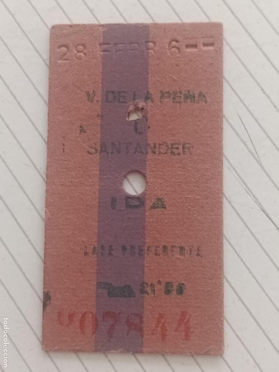 Coleccionismo billetes de transporte: Billete de cart&oacute;n antiguo. Santander Virgen de la Pe&ntilde;a