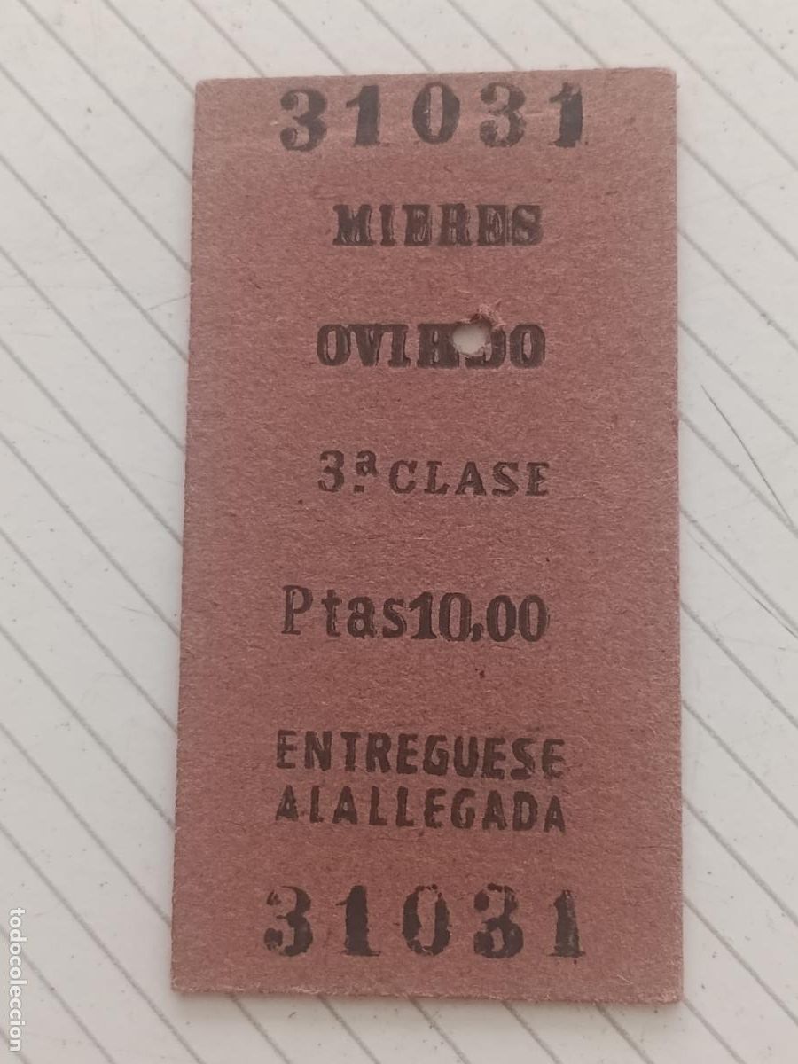 Coleccionismo billetes de transporte: Billete de cart&oacute;n antiguo. Mieres Oviedo