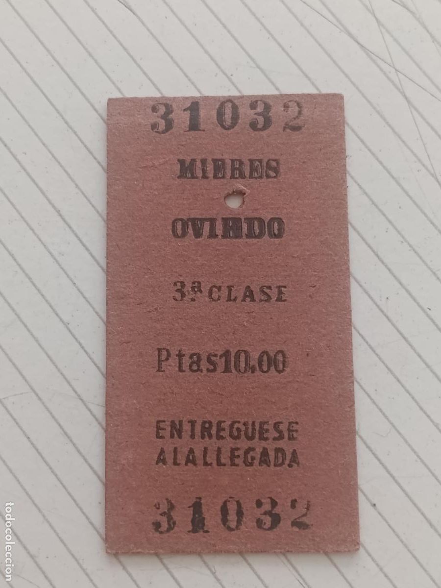 Coleccionismo billetes de transporte: Billete de cart&oacute;n antiguo. Mieres Oviedo