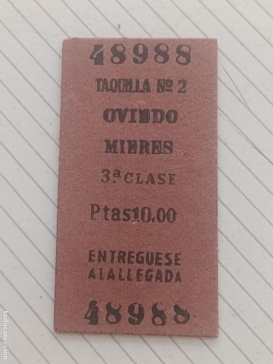 Coleccionismo billetes de transporte: Billete de cart&oacute;n antiguo. Mieres Oviedo