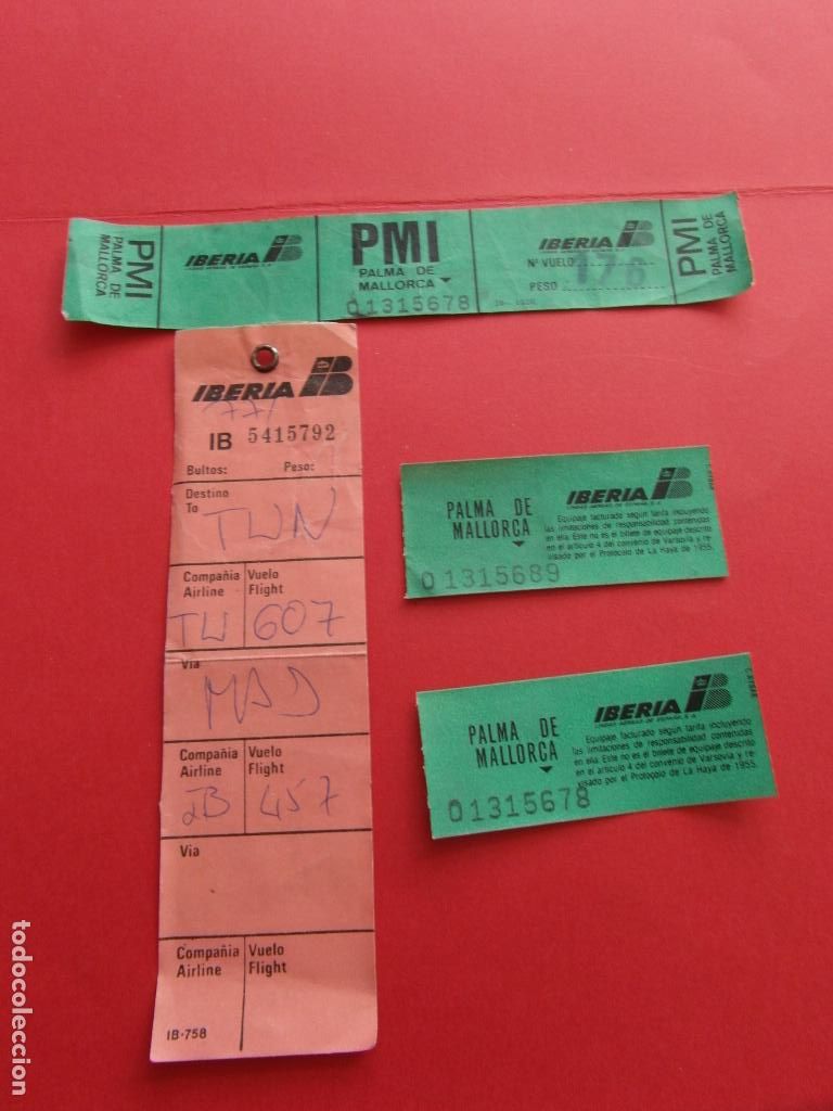 Collectionnisme Billets de transport: LOTE IBERIA PALMA MALLORCA