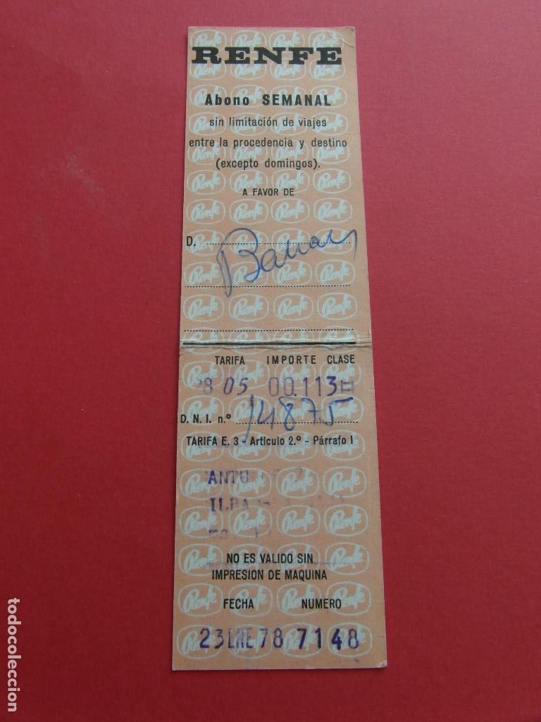 Collectionnisme Billets de transport: BILLETE ABONO SEMANAL RENFE - FERROCARRIL MZA TREN LOCOMOTORA