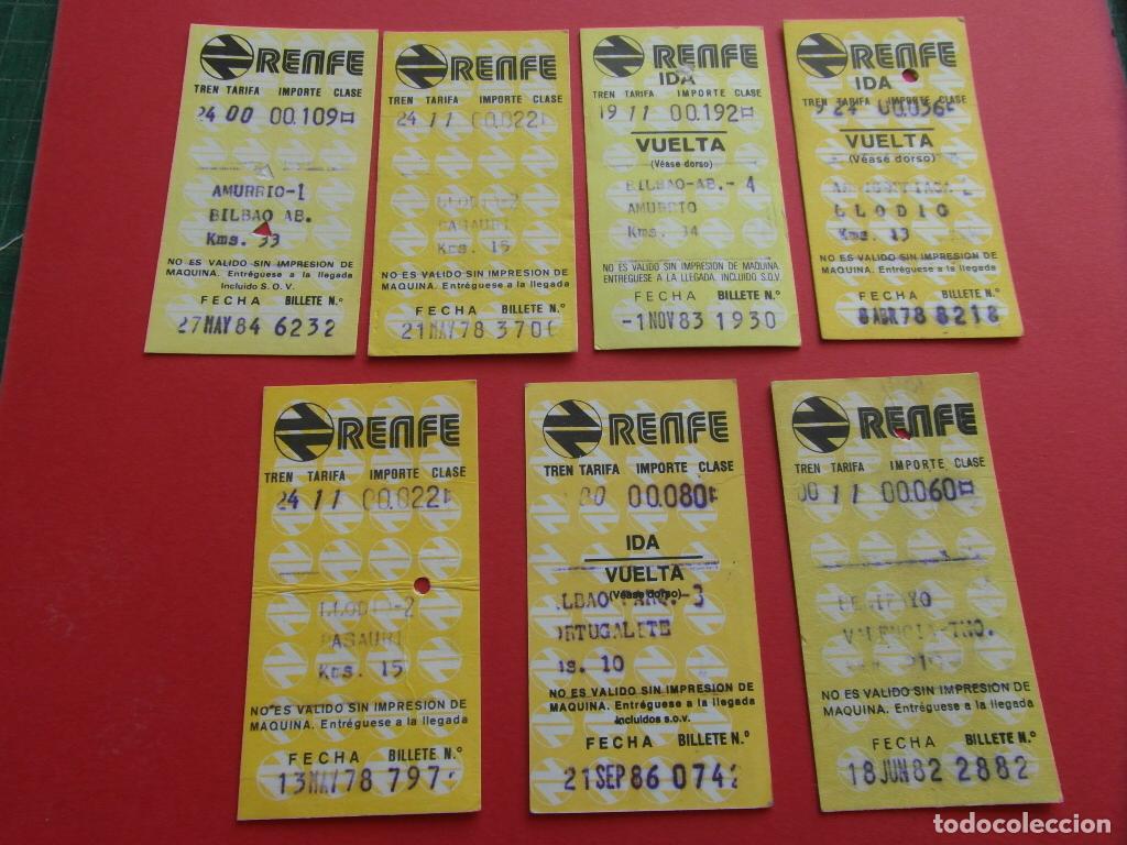 Collectionnisme Billets de transport: 7 BILLETE HUGIS DIFERENTES ZONA BILBAO RENFE - FERROCARRIL MZA TREN LOCOMOTORA