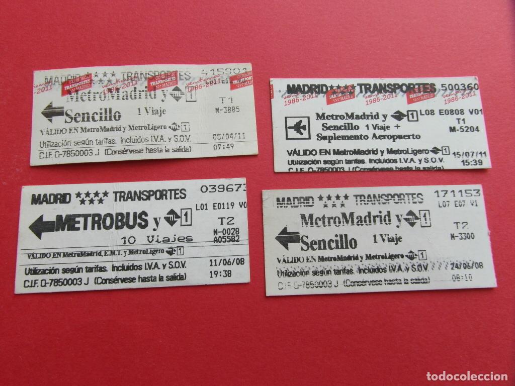 Sammeln von Fahrkarten: 4 BILLETES DIFERENTES DE METRO MADRID