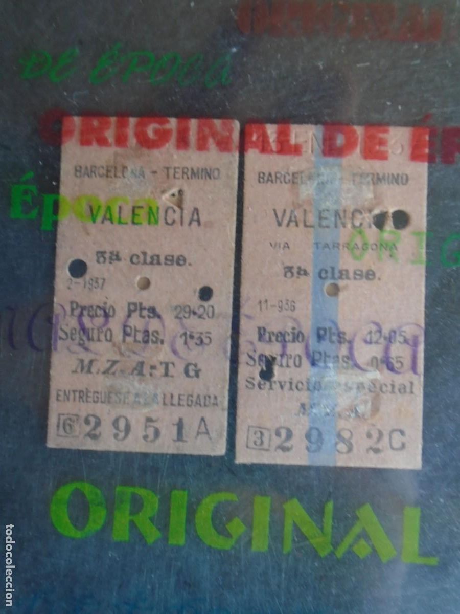 Coleccionismo billetes de transporte: (BT-261000)LOTE DE 2 BILLETES DE FERROCARRIL M.Z.A. GUERRA CIVIL CON VI&Ntilde;ETAS