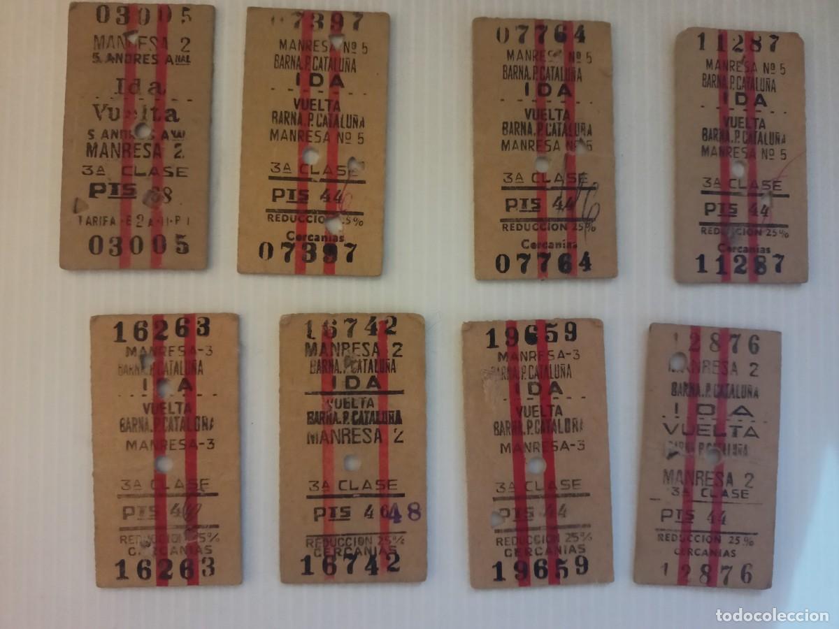 Coleccionismo billetes de transporte: LOTE DE 8 BILLETES TREN MANRESA-BARCELONA IDA Y VUELTA 3a.CLASE