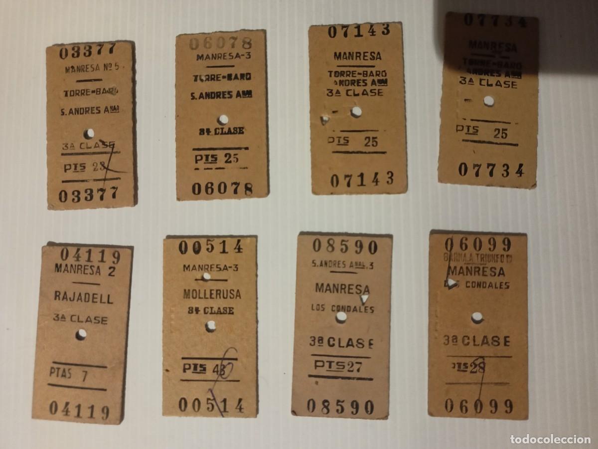 Coleccionismo billetes de transporte: LOTE 8 BILLETES TREN DE MANRESA A DIFERENTES DESTINOS EN 3a.CLASE