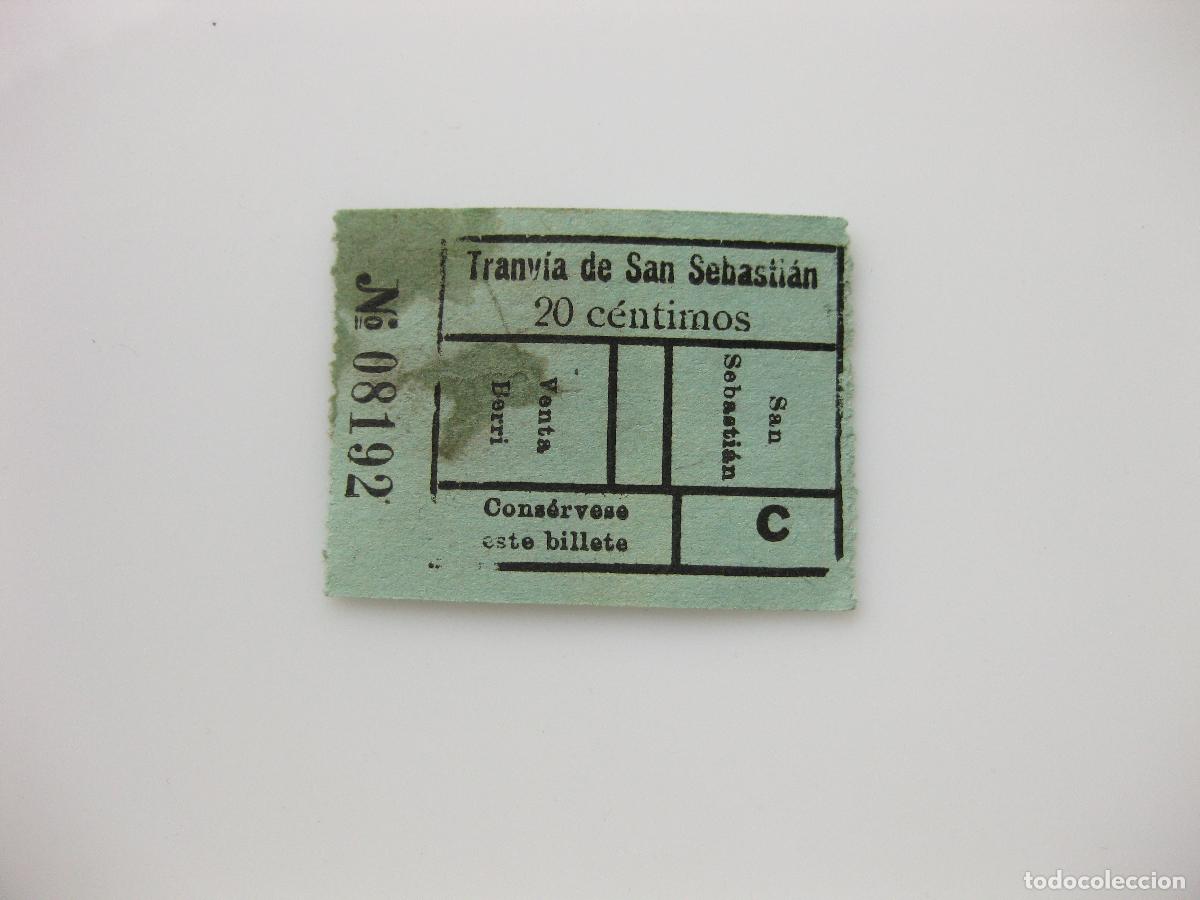 Colecionismos Bilhetes de Transporte: ANTIGUO BILLETE DE TRANV&Iacute;A DE SAN SEBASTIAN. 20 C&Eacute;NTIMOS. CLASE C