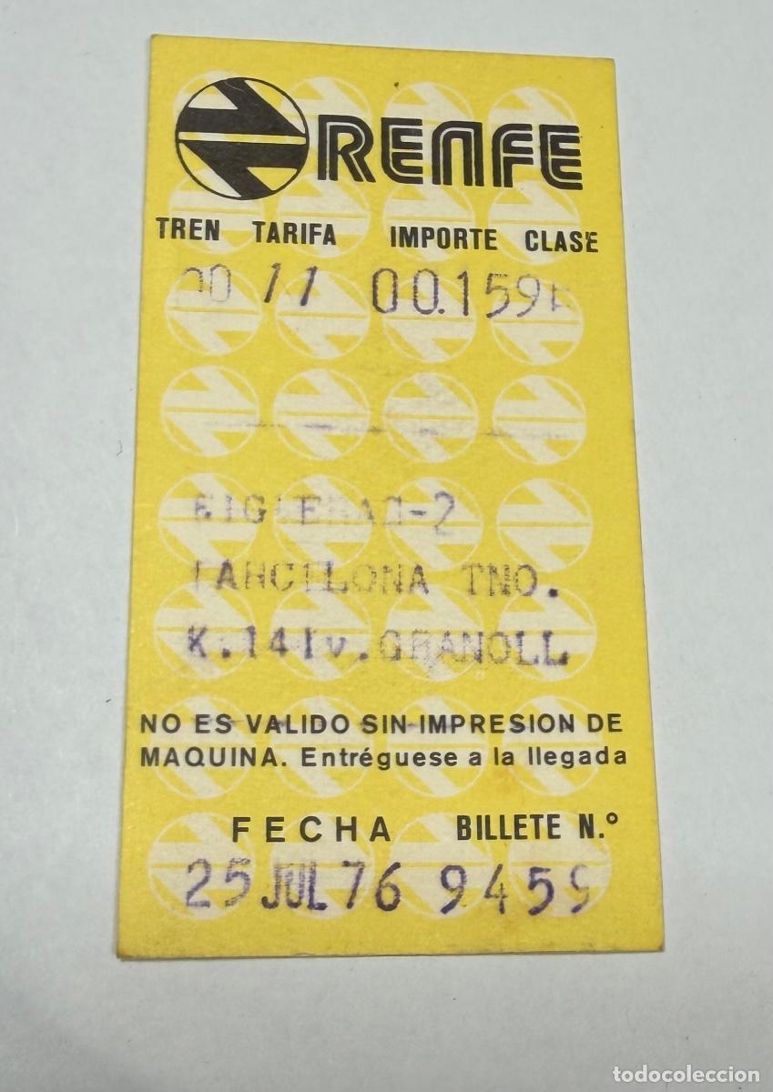 Coleccionismo billetes de transporte: ANTIGUO BILLETE FERROCARRIL TREN RENFE TRAYECTO FIGUERAS BARCELONA A&Ntilde;O 1976