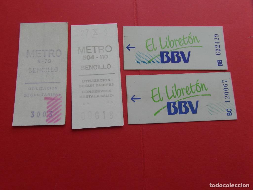 Coleccionismo billetes de transporte: LOTE 4 BILLETES DIFERENTES METRO DE MADRID BBV EL LIBRETON SERIES BB Y BC