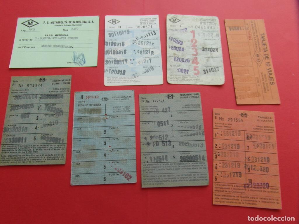 Colecionismos Bilhetes de Transporte: LOTE 8 TARJETAS DIFERENTES ABONO METRO DE BARCELONA
