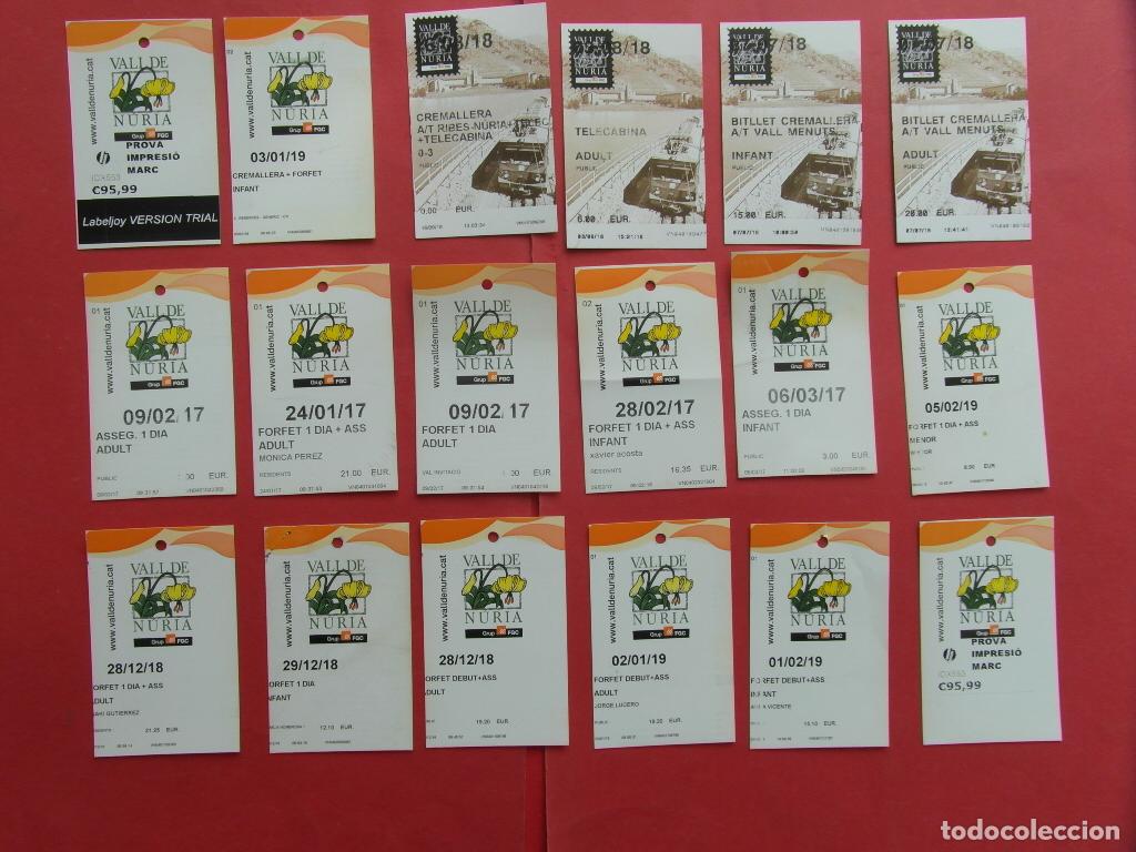 Colecionismos Bilhetes de Transporte: LOTE 18 TARJETAS DIFERENTES NURIA, TELEFERICO FORTFAIR ESQUI SKY TELESILLA CREMALLERA FUNICULAR